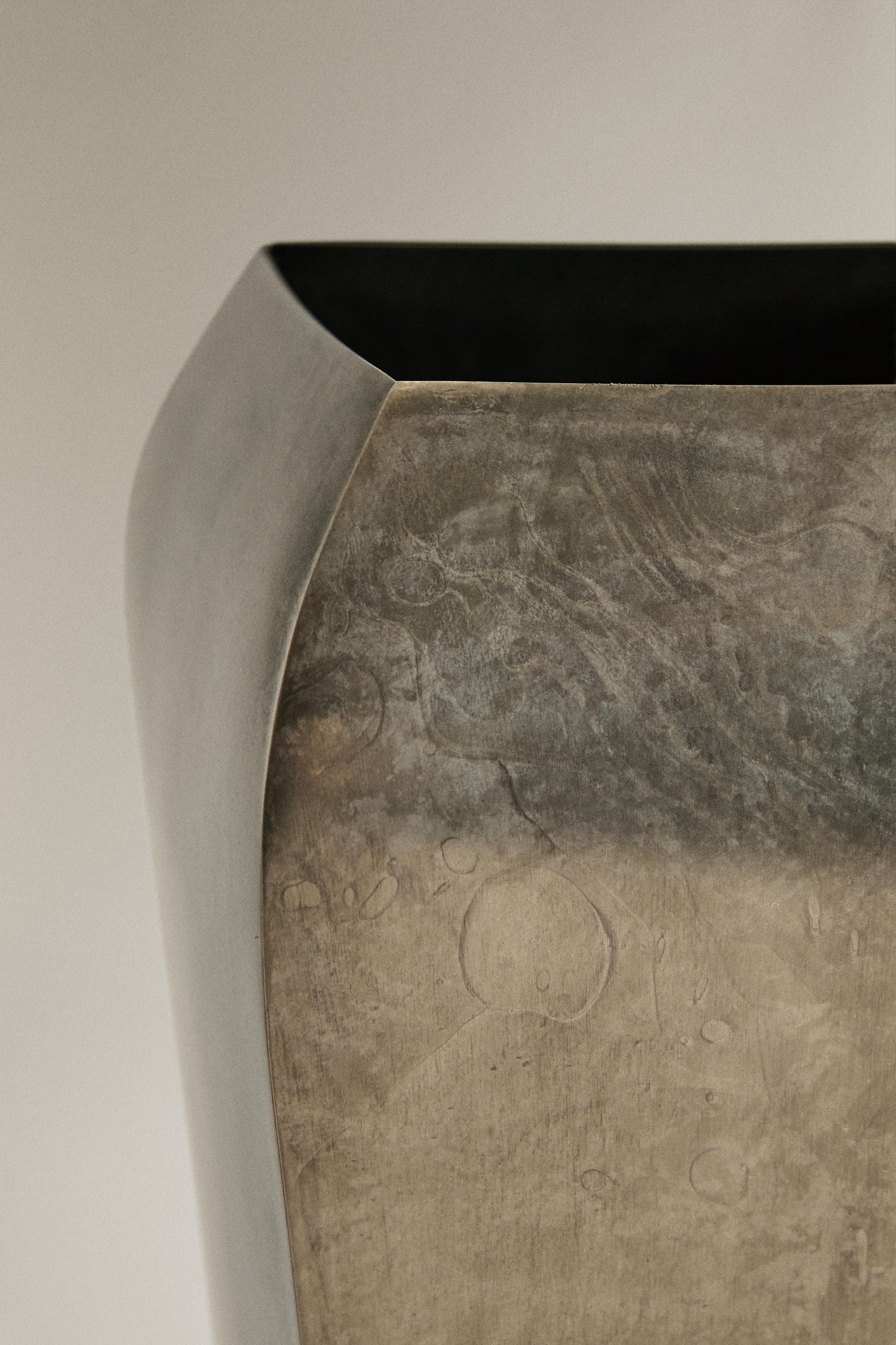 AGED METAL VASE